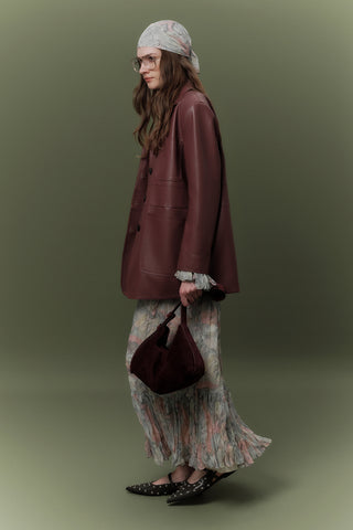 Retro Faux Leather Jacket Dusty Rose