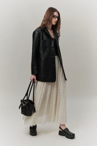 Lace Pleated Skirt Ecru