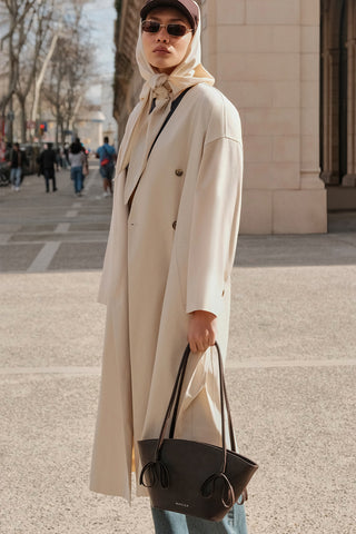 Scarf Detail Statement Trench Coat Cream
