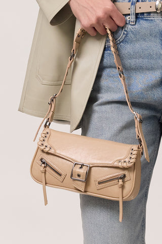 Buckle Detail Shoulder Bag Nude