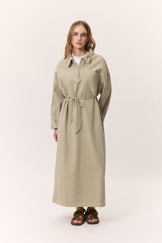 Collar Detail Denim Dress Pistachio