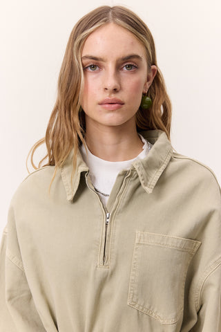 Collar Detail Denim Dress Pistachio