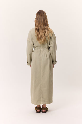 Collar Detail Denim Dress Pistachio