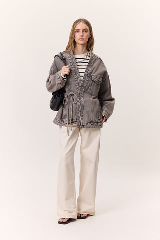 Kimono-Style Denim Jacket Anthracite