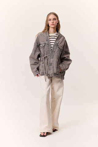 Kimono-Style Denim Jacket Anthracite