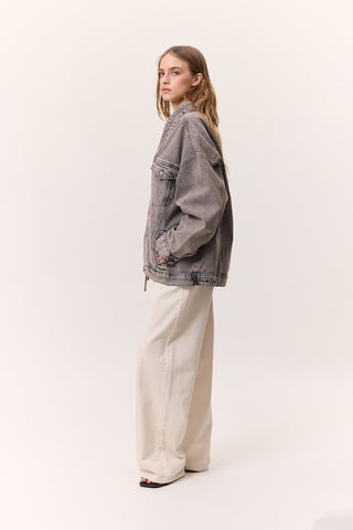 Kimono-Style Denim Jacket Anthracite