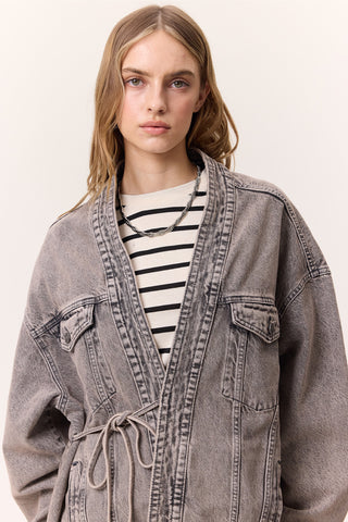 Kimono-Style Denim Jacket Anthracite