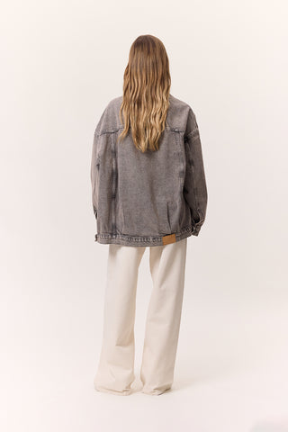Kimono-Style Denim Jacket Anthracite