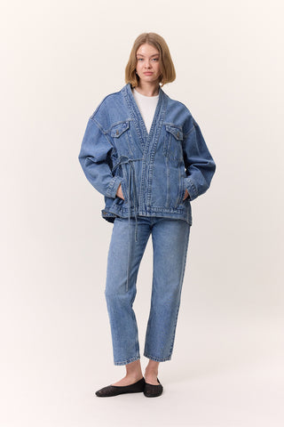 Kimono-Style Denim Jacket Blue