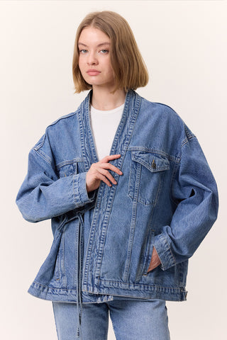 Kimono-Style Denim Jacket Blue