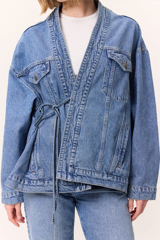 Kimono-Style Denim Jacket Blue