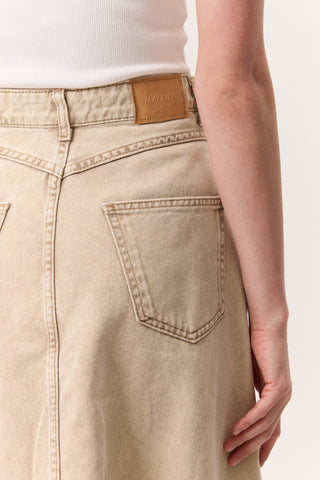 Ruffled Denim Skirt Camel