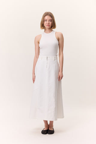 Ruffled Denim Skirt Ecru