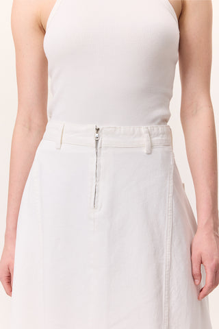 Ruffled Denim Skirt Ecru