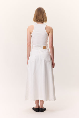 Ruffled Denim Skirt Ecru