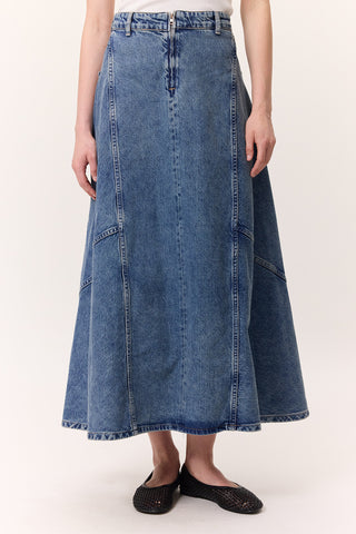 Ruffled Denim Skirt Blue
