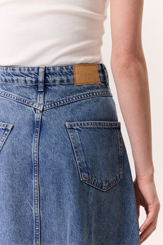 Ruffled Denim Skirt Blue