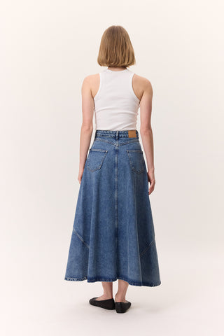 Ruffled Denim Skirt Blue