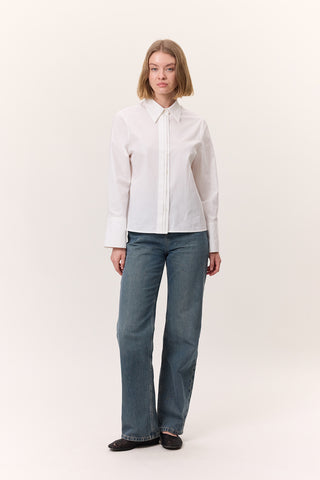 Fitted Shirt With Pintuck Detail Ecru