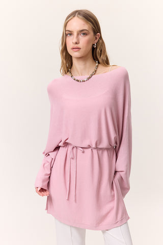 Örgü Kemerli Tunik Pembe