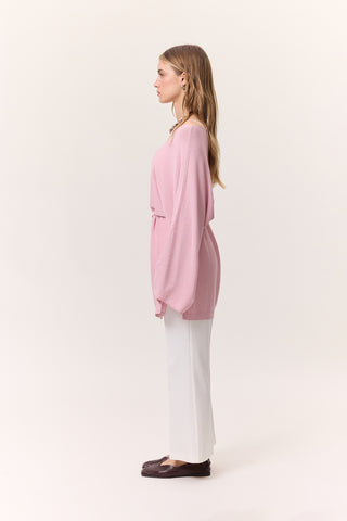 Knit Belted Tunic Pink