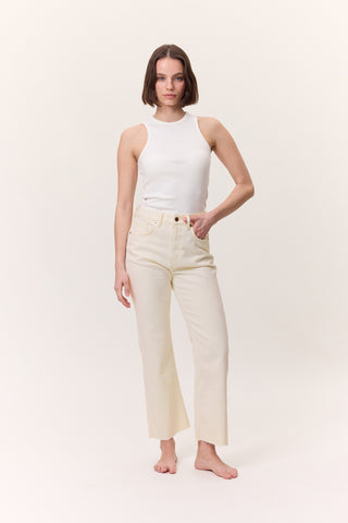 High-Rise Flared Jeans Ecru