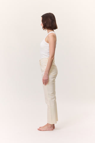 High-Rise Flared Jeans Ecru