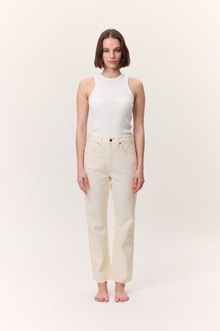 High-Rise Flared Jeans Ecru