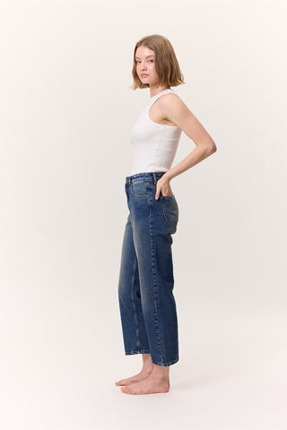 High-Waist Straight-Fit Jeans Blue