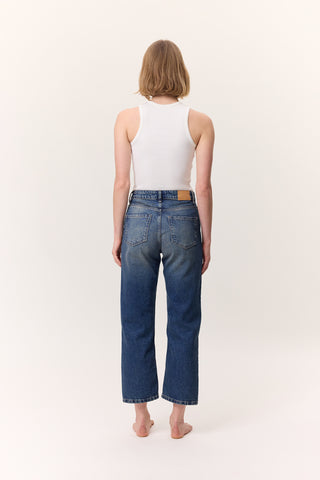 High-Waist Straight-Fit Jeans Blue