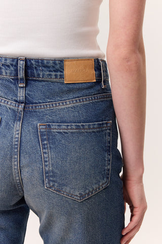 High-Waist Straight-Fit Jeans Blue