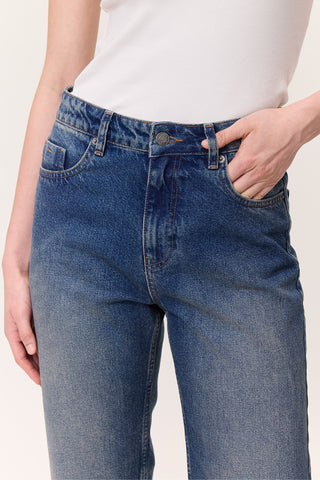High-Waist Straight-Fit Jeans Blue