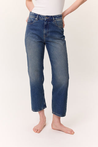 High-Waist Straight-Fit Jeans Blue