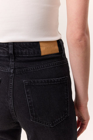 High-Waist Straight-Fit Jeans Black