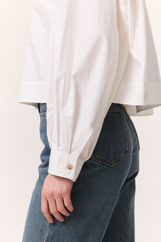 Cropped Shirt With Large Pockets Ecru