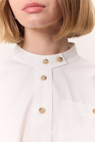 Cropped Shirt With Large Pockets Ecru