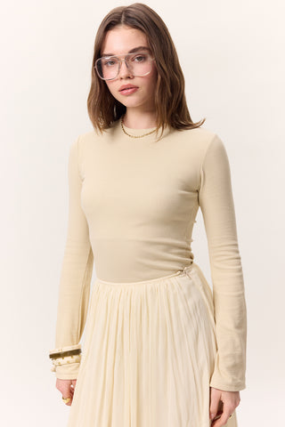 Flared Sleeve Bodysuit Beige