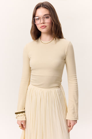 Flared Sleeve Bodysuit Beige