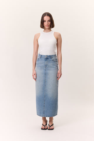 Long Denim Skirt Blue