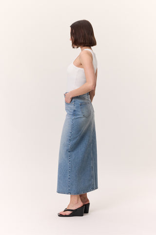 Long Denim Skirt Blue