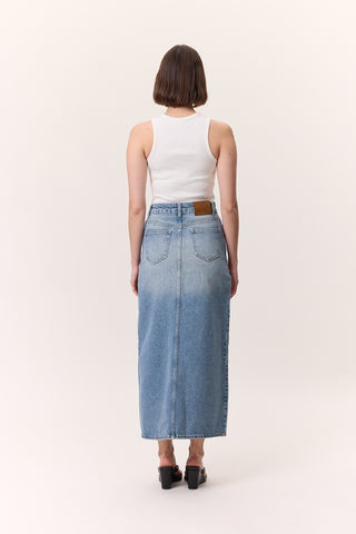 Long Denim Skirt Blue