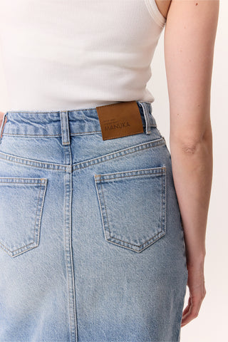 Long Denim Skirt Blue