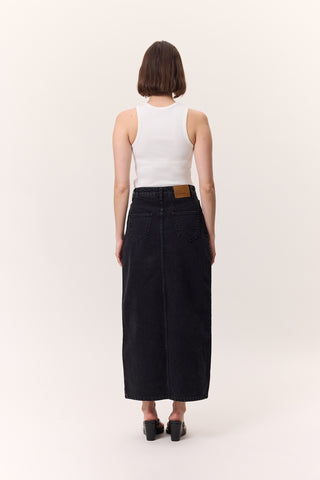 Long Denim Skirt Black