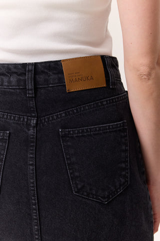 Long Denim Skirt Black