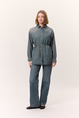 Oversized Belted Denim Shirt Livid
