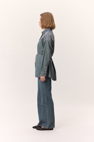 Oversized Belted Denim Shirt Livid