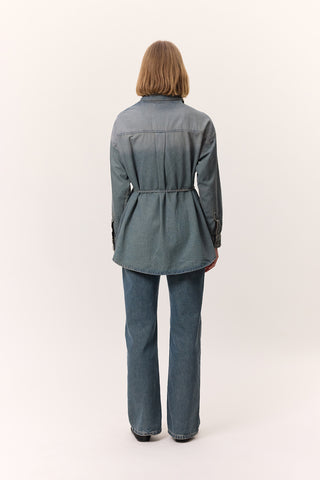 Oversized Belted Denim Shirt Livid