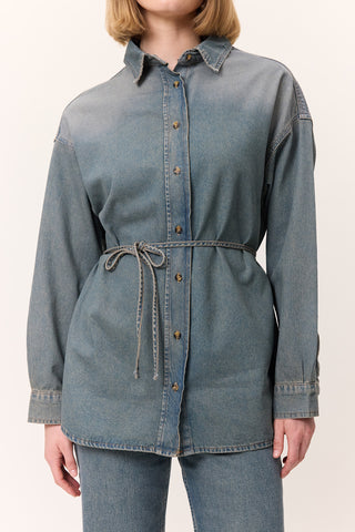 Oversized Belted Denim Shirt Livid