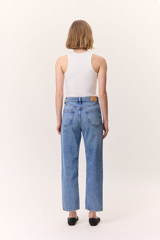 High-Waist Mom-Fit Jeans Blue