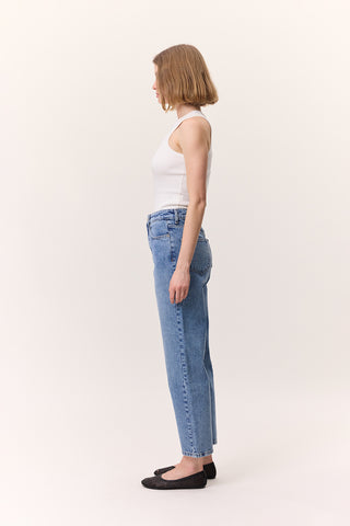 High-Waist Mom-Fit Jeans Blue
